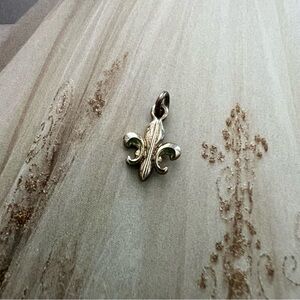 Dainty Gold Tone Fleur-de-lis Charm Pendant